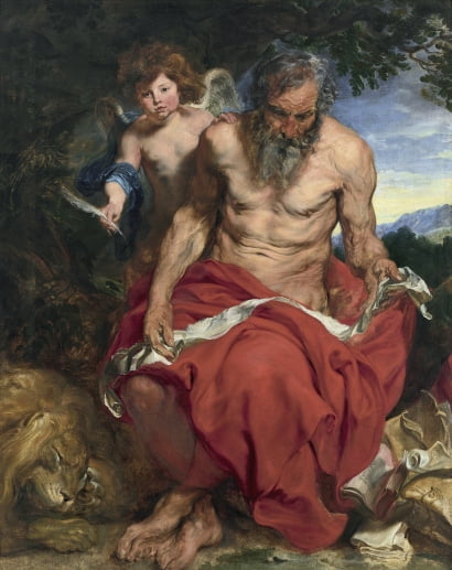 사막에서 명상하는 성 히에로니무스(1619~1621). 최근 이 그림의 습작이 경매에서 37억원에 낙찰되며 화제를 모았다.