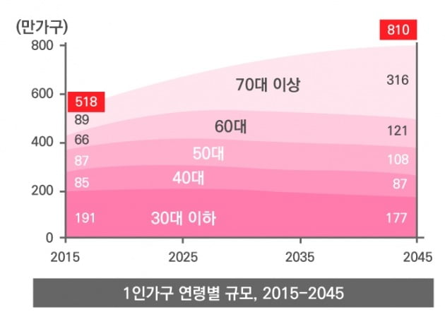 1인가구 연령별 규모. 출처=통계청 홈페이지