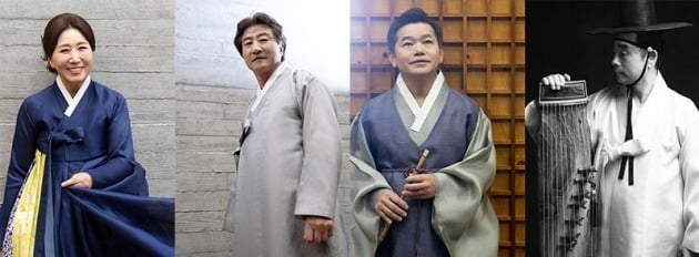 왼쪽부터 김일륜(가야금), 임재원(대금), 이영(피리), 최문진(가야금) 명인. 국립국악원 제공 