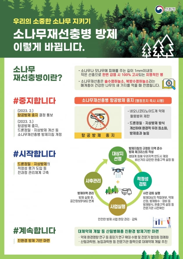 산림청, 환경 영향 최소화 소나무재선충병 항공방제 중지