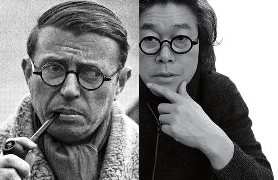 왼쪽 사르트르(J. P. Sartre), 오른쪽 후랭키 / 박대석 편집