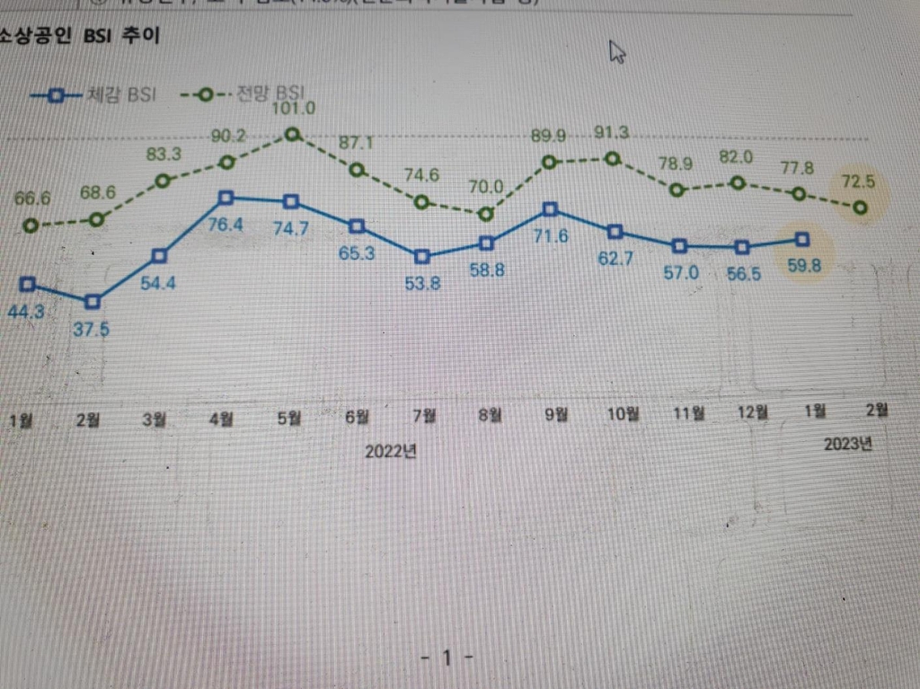 소상공인 경기전망 두달 연속 악화…전통시장은 곤두박질