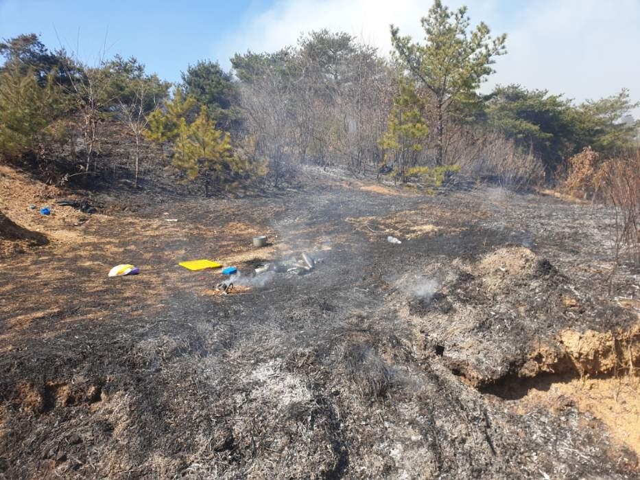 괴산서 성묘객 실화 추정 산불…1시간 만에 큰 불길 잡아