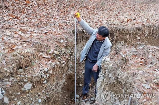 경주 야산서 발견된 땅 꺼짐 현상…원인은 무엇?(종합)