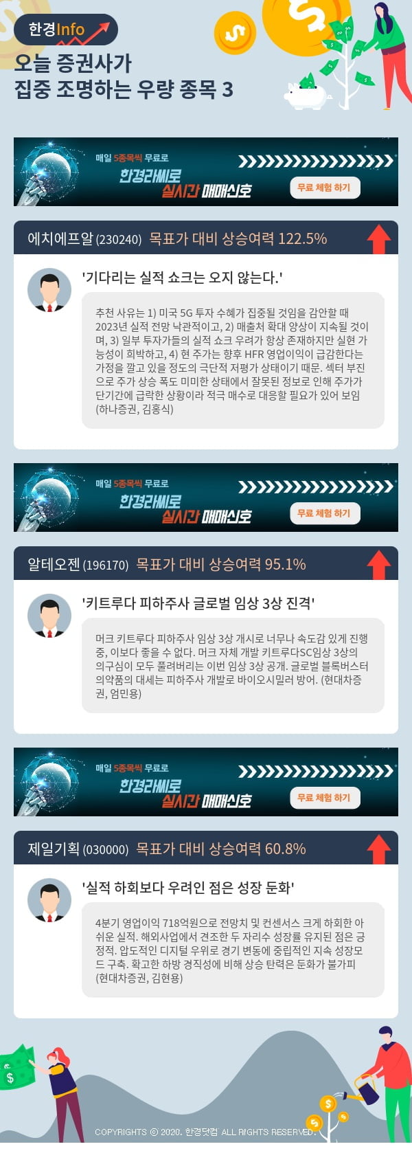 오늘 증권사가 집중 조명하는 우량 종목 3