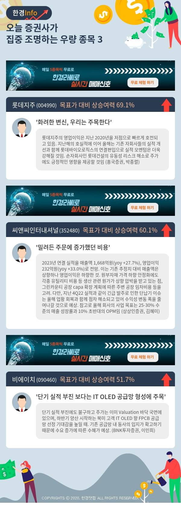 오늘 증권사가 집중 조명하는 우량 종목 3