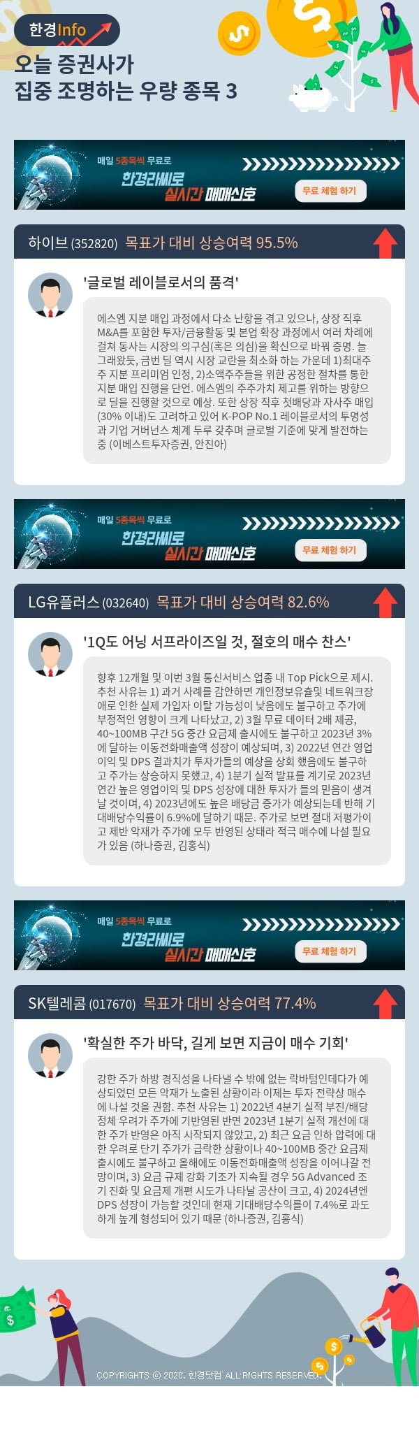 오늘 증권사가 집중 조명하는 우량 종목 3