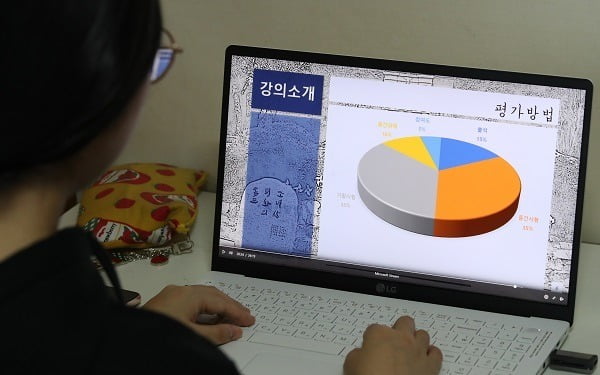 코로나19로 온라인 등 비대면 강의를 듣고 있는 대학생. 연합뉴스
