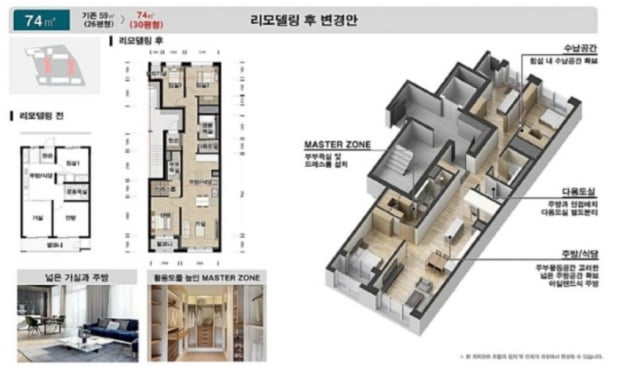 내력벽을 유지하는 탓에 세로로 길어진 아파트 리모델링 평면도. 사진=온라인커뮤니티