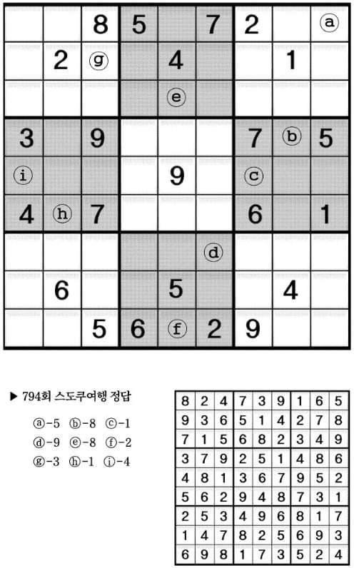 [수학 두뇌를 키워라] 스도쿠 여행 (795)