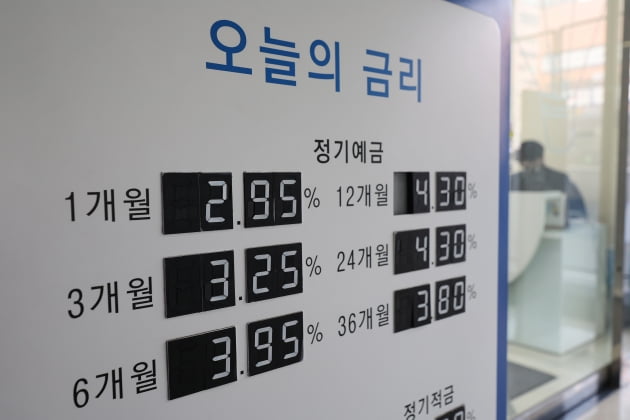 은행에 걸린 오늘의 금리 안내문.(사진=한국경제신문)