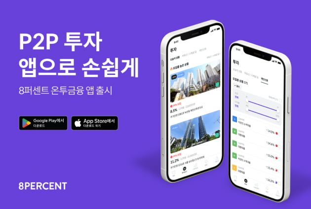 8퍼센트, 온투금융(P2P)에 최적화된 투자앱 출시