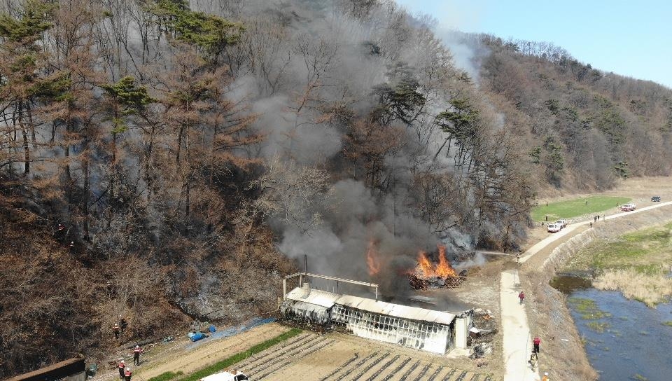 청주 낭성면서 산불…1시간여 만에 불길 잡아