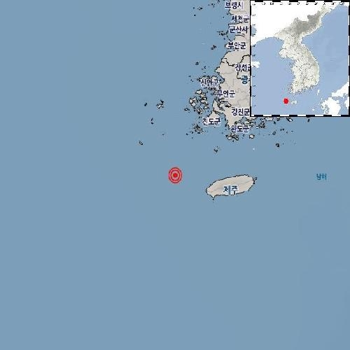 기상청 "제주 서쪽 바다서 규모 2.0 지진…피해 없을 듯"