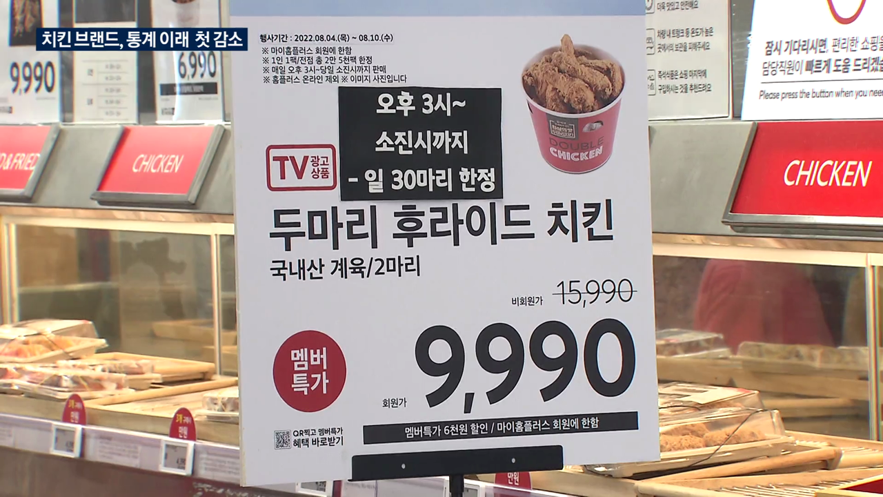 '반값 치킨' 열풍에…치킨 브랜드 처음 줄었다