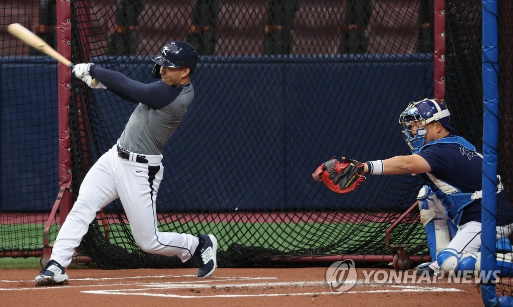 [WBC 캠프] 이강철호, 물오른 백업 방망이…박건우 SSG전 4타점 펄펄