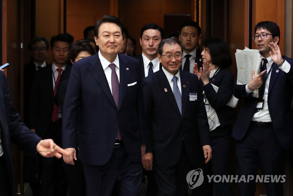 [한일 정상회담] 尹대통령, 한일 재계 인사들 만나 "첨단 신산업 협력