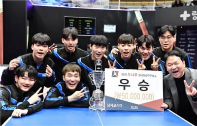 삼성생명, 프로탁구 남자부 2연패…'영건' 조대성 우승 선봉