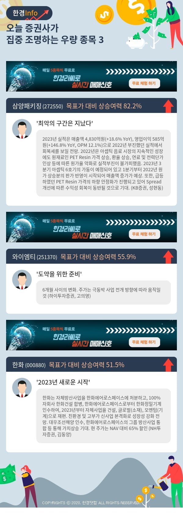 오늘 증권사가 집중 조명하는 우량 종목 3