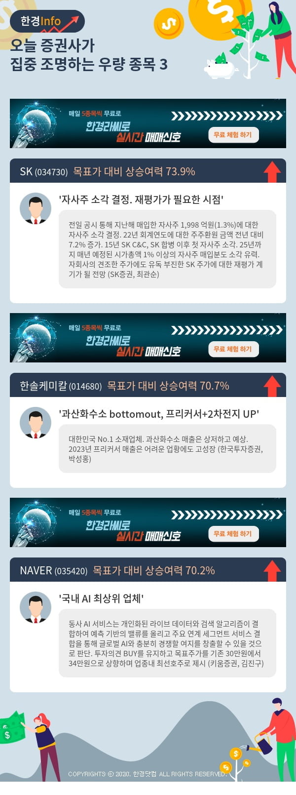 오늘 증권사가 집중 조명하는 우량 종목 3