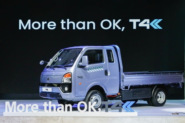 GS글로벌이 6일 중국 전기차·배터리 업체 BYD의 1톤 전기트럭 T4K를 최초 공개했다. GS글로벌 제공