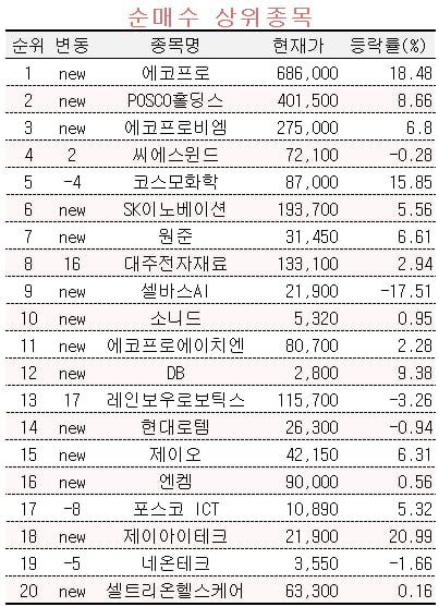 [마켓PRO]에코프로 사고 LG화학 파는 초고수들…배터리도 종목