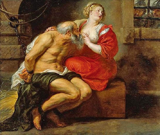루벤스의 ‘시몬과 페로’. 감옥에서 굶어 죽는 형벌을 받은 아버지에게 젖을 먹이는 딸 얘기를 담았다. 