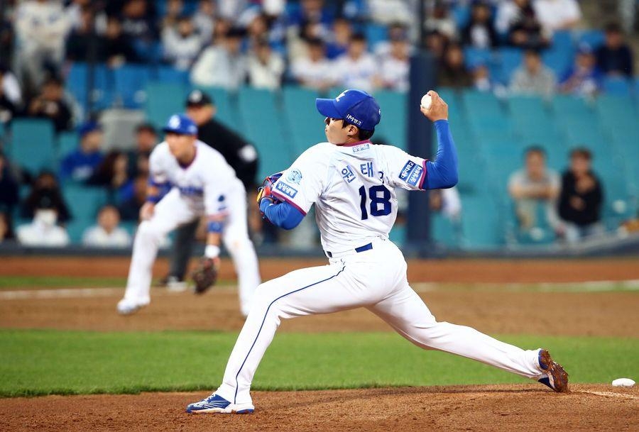 WBC 후유증 이겨낸 원태인, 한화전 1회 부진 딛고 승리요건 달성