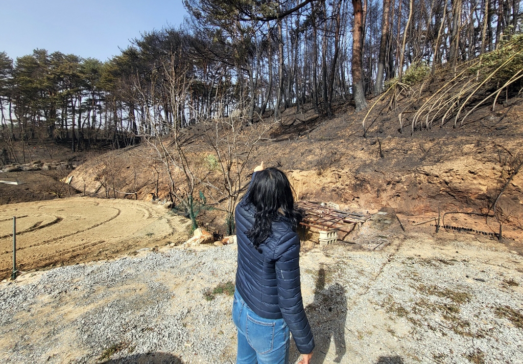 [강릉산불 르포] "몸에 물 뿌리고 직접 진화"…곳곳에 남은 사투의 흔적