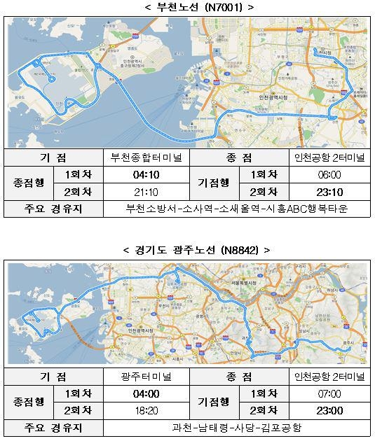 내달부터 경기 부천·광주서도 인천공항행 심야버스 운행