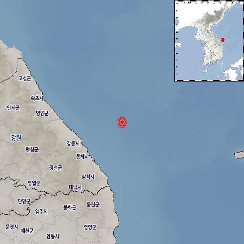 기상청 "강원 동해 북동쪽 바다서 규모 2.6 지진…피해 없을 듯"