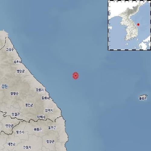 강원 동해시 북동쪽 바다 규모 2.7 지진