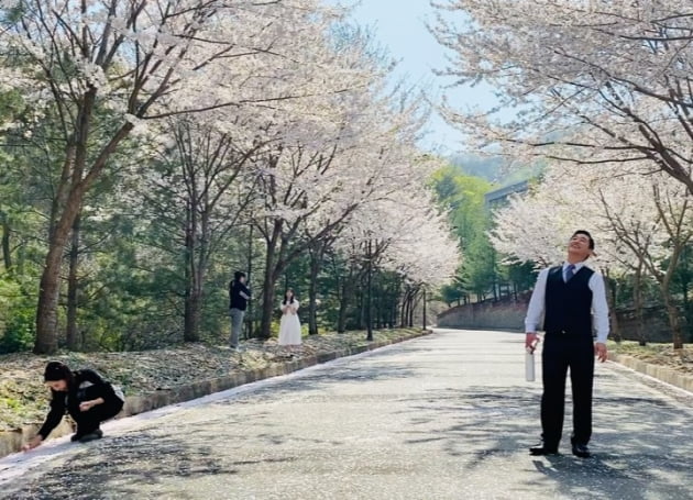 강경헌, '선배' 전노민에 벚꽃 잎 싸대기 "너무 좋아 잠깐 정신줄을…"