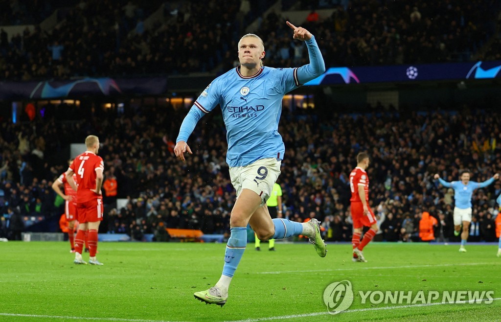 '홀란 쐐기골' 맨시티, 뮌헨 3-0 꺾고 UCL 8강 1차전 승리