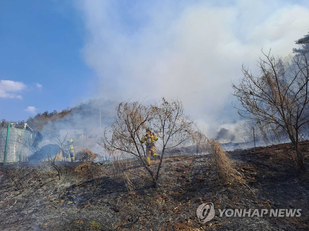 쓰레기·낙엽 태우다 산으로 확산…춘천·원주 산불 진화(종합)