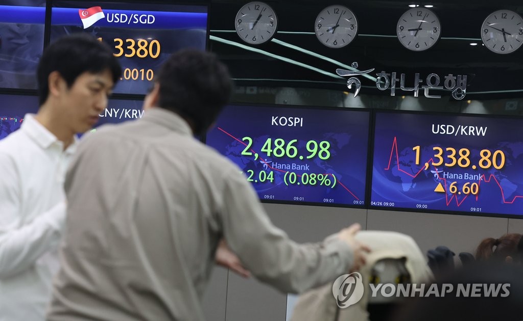 코스피, 2,480대 약보합세 마감…코스닥은 1% 하락(종합)