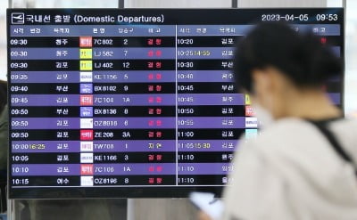 제주공항 준태풍급 돌풍으로 항공편 무더기 결항