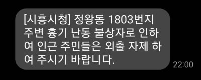 시흥 정왕동서 흉기 들고 집 주변 배회한 40대 현행범 체포