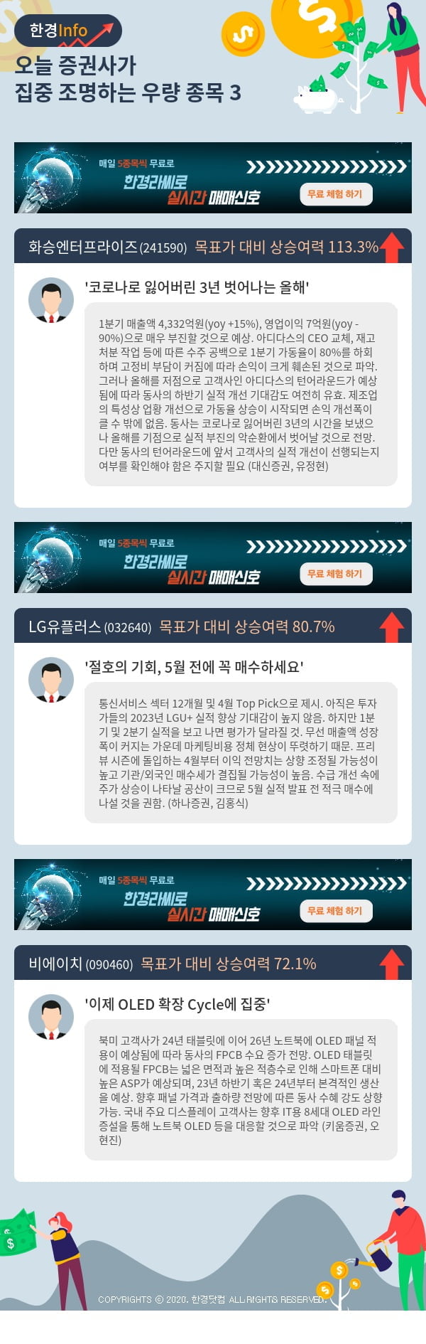 오늘 증권사가 집중 조명하는 우량 종목 3