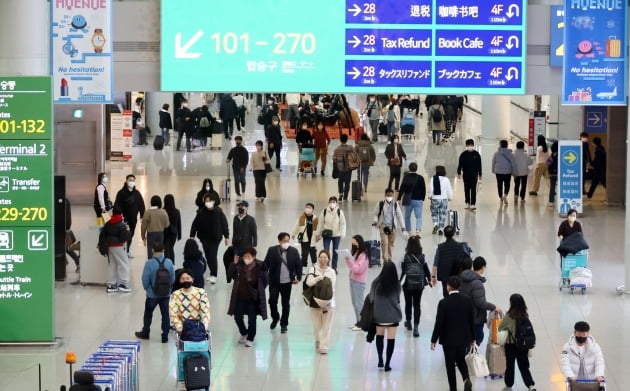 지난달 19일 설 연휴를 이틀 앞둔 인천공항 출국장./ 김병언 기자