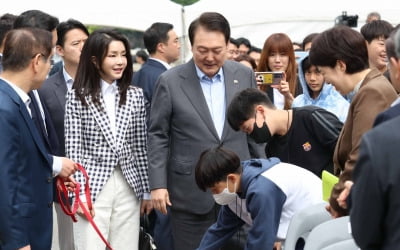 [포토] 용산 어린이정원 개방행사에 참석한 윤 대통령