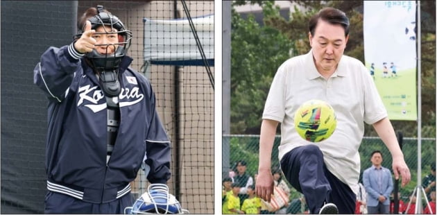 [포토] 어린이들과 야구·축구 함께한 윤석열 대통령