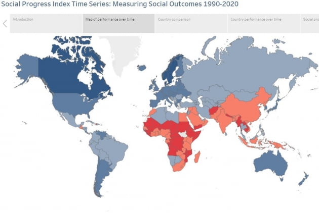 170개국 '웰빙 순위' 지도. /사진=연합뉴스