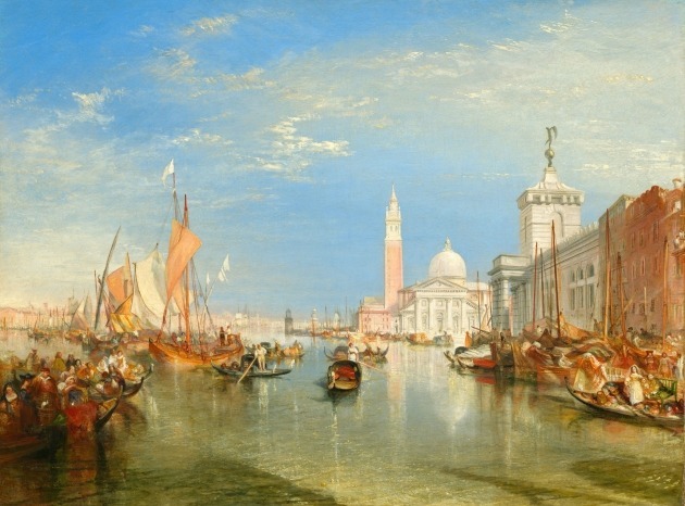 '베네치아:도가나와 산 조르조 마조레'(1834). 그는 베네치아 여행에서 본 풍경을 모티브로 여러 작품을 그렸다. 워싱턴 내셔널갤러리 소장
