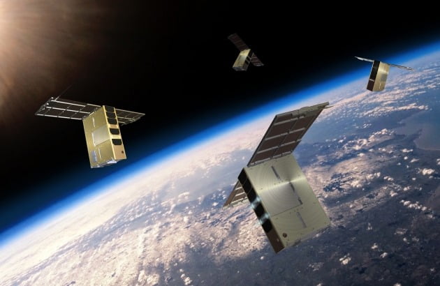 한국천문연구원이 지난 25일 누리호 3차 발사에 실은 초소형위성 4형제 도요샛의 우주 임무 수행 가상도. 천문연 제공