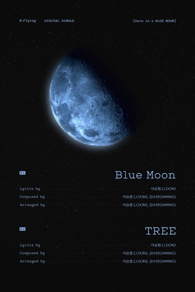 엔플라잉, 디지털 싱글 ‘Once in a BLUE MOON’ 트랙 리스트 공개…전곡 리더 이승협 자작곡