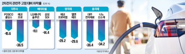 악재 겹친 2차전지株 후진…"중장기 성장성은 유효"