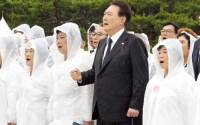 [포토] '임을 위한 행진곡'…제창하는 윤석열 대통령