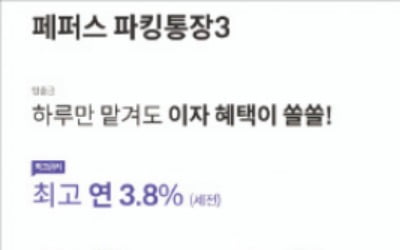 페퍼저축은행, 예금 5000만원까지 연 3.8% 이자 매일 지급