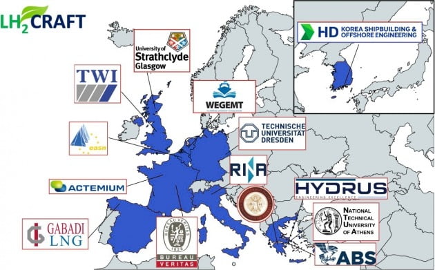 HD한국조선해양과 EU 산학연 14개 컨소시엄 참여 기관 현황. 사진=HD한국조선해양 제공